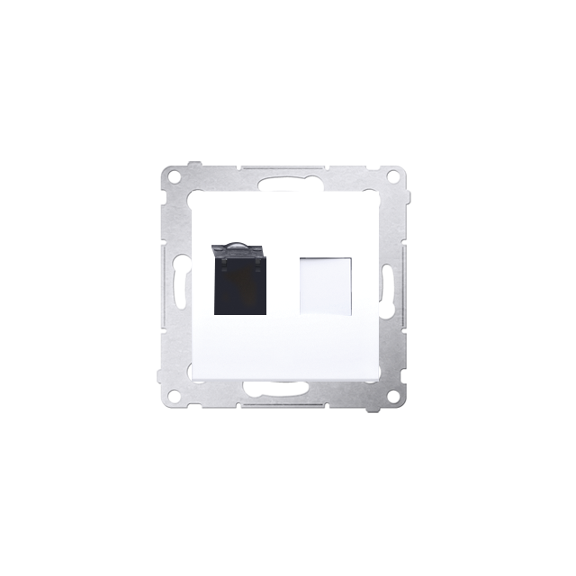 Simon 54 Gniazdo komputerowe pojedyncze RJ45 kategoria 6 z przesłoną przeciwkurzową biały