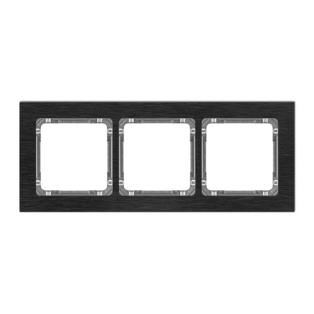 DECO Ramka uniwersalna potrójna - aluminium szczotkowane (ramka: czarna; spód: grafitowy) czarny