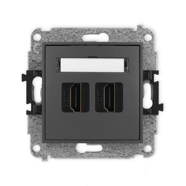 ICON Mechanizm gniazda podwójnego HDMI 2.0 grafitowy mat