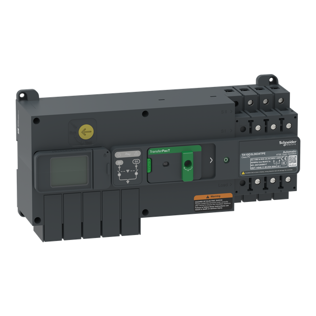 TransferPacT, przełączanie zasilania, opcja komunikacji, 100A, 400V, 3P, LCD, rozmiar 100A