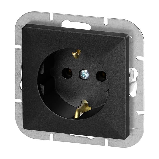 Gniazdo pojedyncze podtynkowe 2P+Z Schuko Pearl, 16A, 250V, PT-17P, czarny OR-OE-7705(GS)/B ORNO