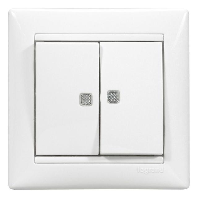 VALENA ŁĄCZNIK ŚWIECZNIKOWY Z PODWÓJNYM WSKAŹNIKIEM (2 WSKAŹNIKI) BIAŁY 10AX-250~, Legrand