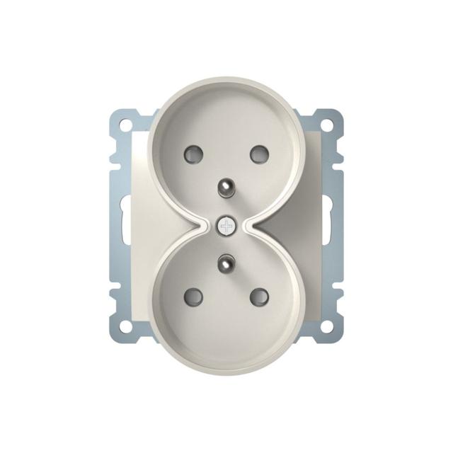 B.Kwadrat Gniazdo podwójne z uziemieniem do ramek 1- lub wielokrotnych kremowy 5361878982 HAGER