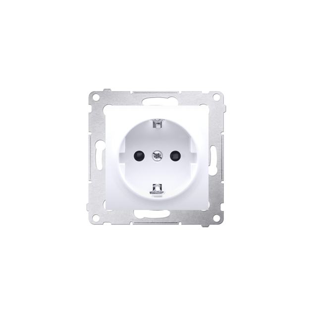 Simon 54 Gniazdo Schuko z przesłonami 16A z. śrub. biały