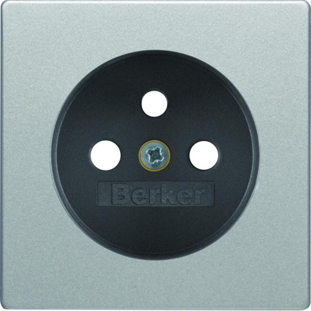 BERKER Q.x Płytka czołowa z przysłonami styków do gniazda z uziemieniem aluminium aksamit lakierowan