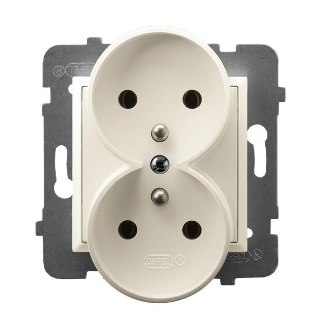 ARIA Gniazdo podwójne z uziemieniem moduł bez ramki - kolor ecru GP-2URAZ/m/27