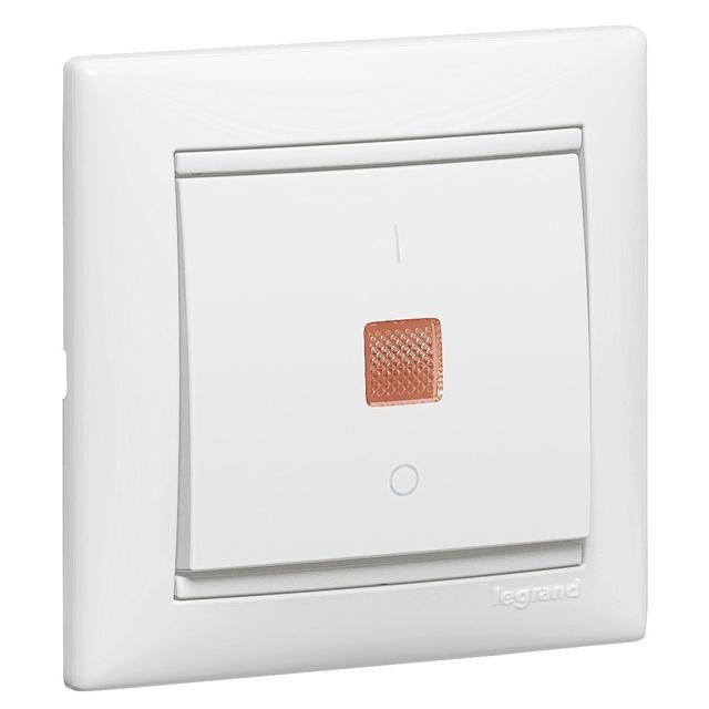 VALENA ŁĄCZNIK DWUBIEG 2P ZE WSKAŹNIKIEM PRZEPŁYWU PRĄDU BIAŁY 10AX-250~, Legrand