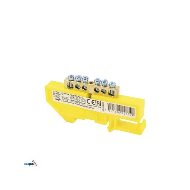 LISTWA ZACISKOWA NA SZYNĘ 8x12 6-TOROWA ŻÓŁTA