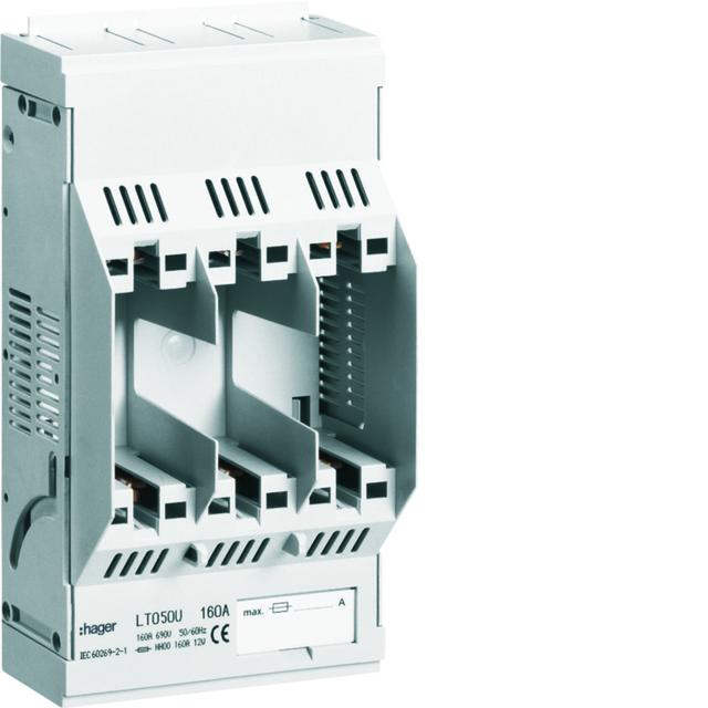 LT podstawa bezpiecz. NH00 3P 160A 690VAC płyta motaż. zaciski klatkowe 95mm2 LT050U HAGER