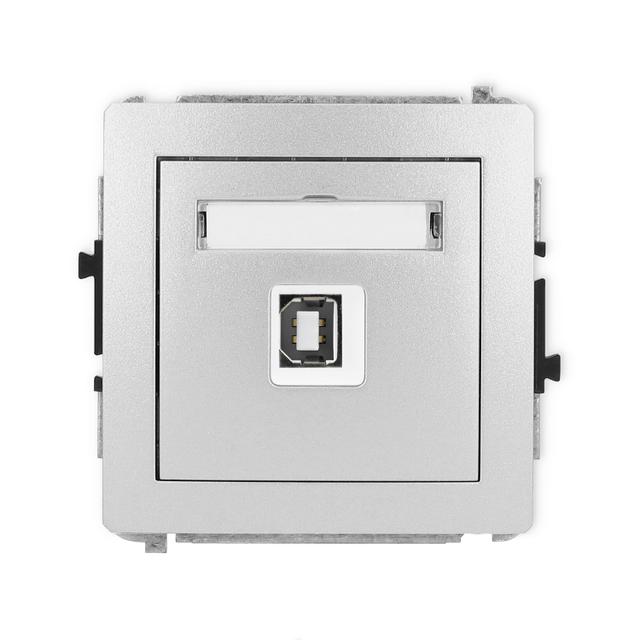 DECO Mechanizm gniazda pojedynczego USB A-B 2.0 srebrny metalik