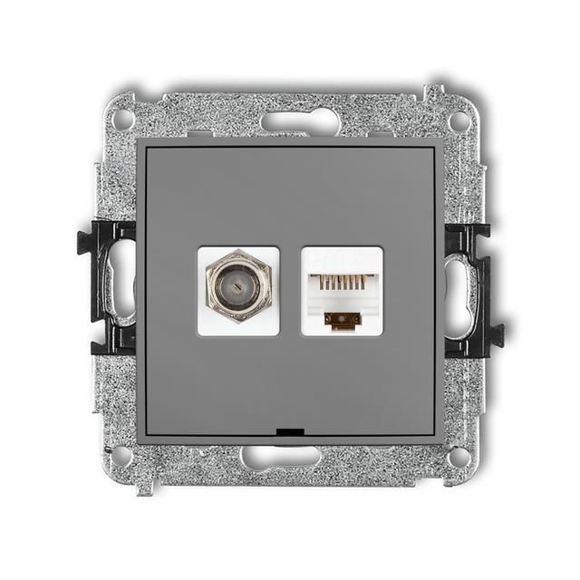 ICON Mechanizm gniazda antenowego poj. typu F (SAT) + gniazda komp. poj. 1xRJ45, kat. 5e, 8-stykowy,