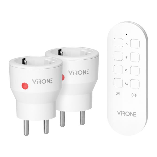 Zestaw bezprzewodowych gniazd MINI Schuko, sterowanych pilotem 2+1, 2300W