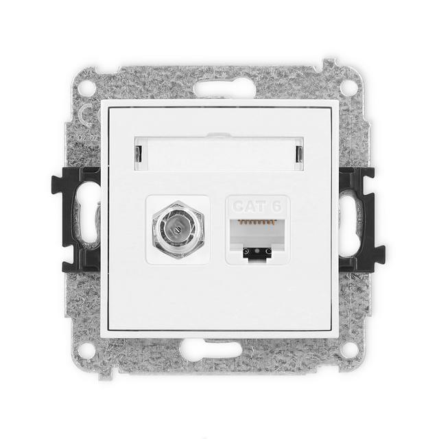 ICON Mechanizm gniazda antenowego poj. typu F (SAT) + gniazda komp. poj. 1xRJ45, kat. 6, 8-stykowy b