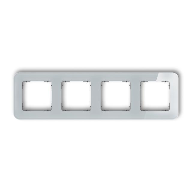 ICON Ramka uniwersalna poczwórna zaokrąglona - efekt szkła (ramka: szara; spód: grafitowy mat) szary