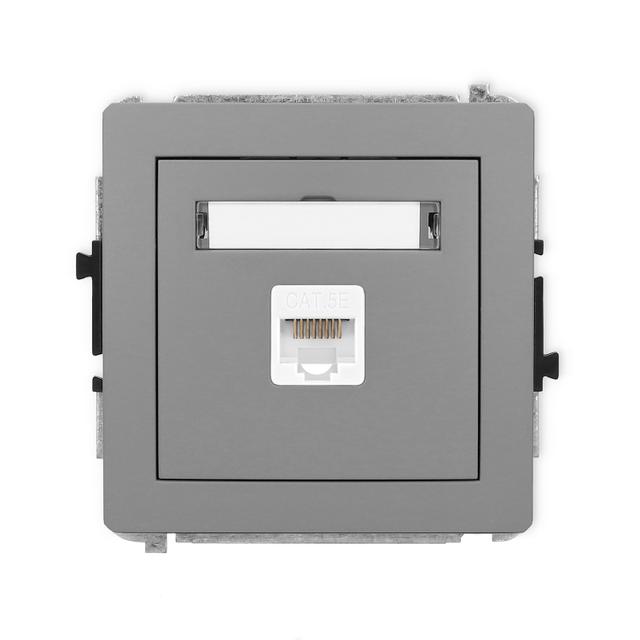 DECO Mechanizm gniazda komputerowego pojedynczego 1xRJ45, kat. 5e, 8-stykowy szary mat