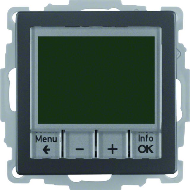 BERKER Q.x Regulator temperatury ze sterowaniem czasowym z stykiem zwiernym i elementem centralnym antracyt aksamit lakierowana 20446086 HAGER