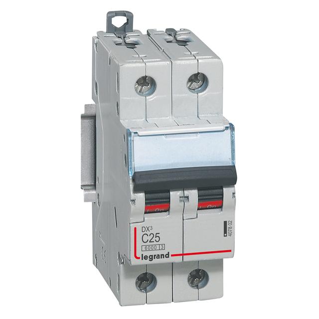 WYŁĄCZNIK NADPRĄDOWY S 302 2P C 25A 6000A SERII DX3, Legrand