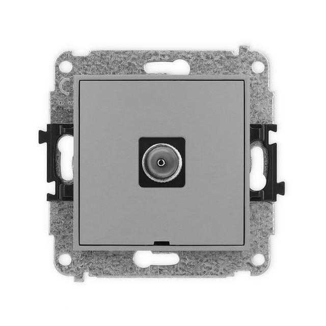 ICON Mechanizm gniazda antenowego pojedynczego TV, bez pola opisowego szary mat