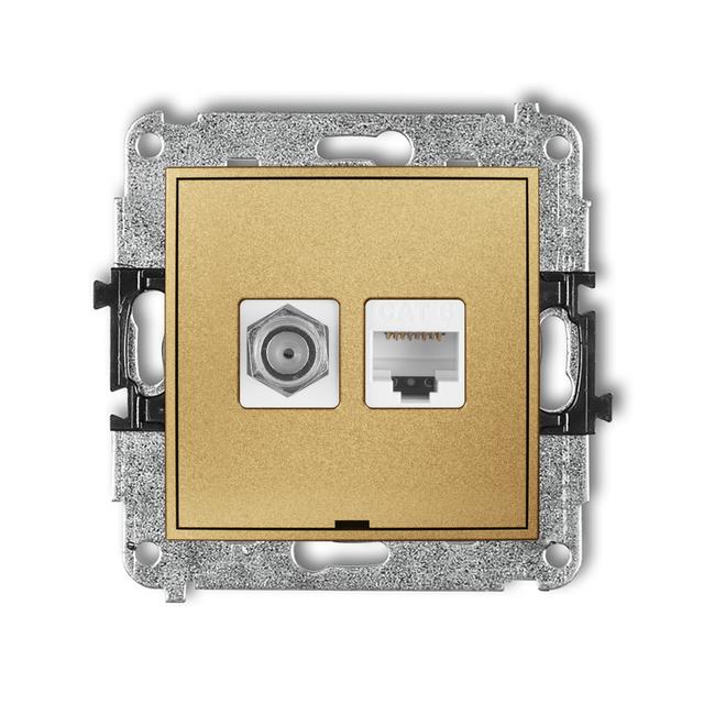 ICON Mechanizm gniazda antenowego poj. typu F (SAT) + gniazda komp. poj. 1xRJ45, kat. 6, 8-stykowy,