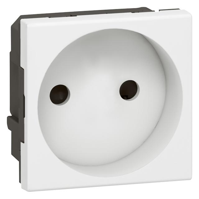 Mosaic Gniazdo 2P Podłączenie Przez Zaciski Automatyczne-2 Moduły Białe 16A-250V 077110 LEGRAND