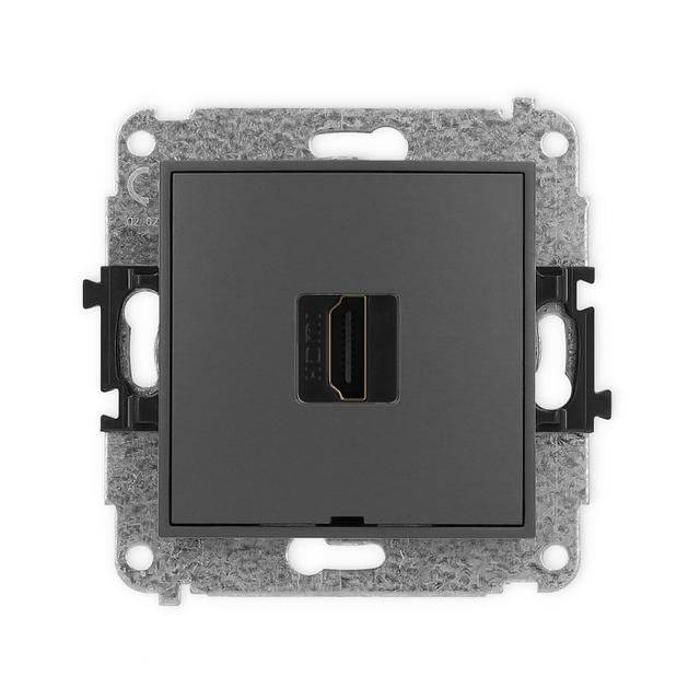 MINI Mechanizm gniazda pojedynczego HDMI 2.0, bez pola opisowego grafitowy mat