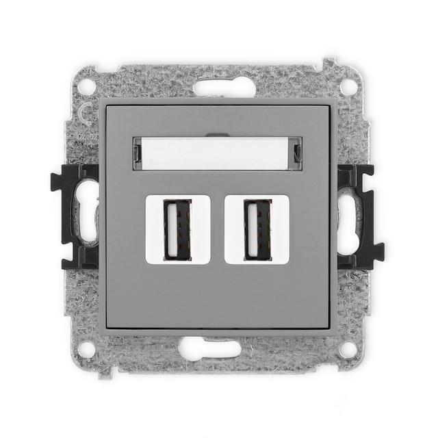 MINI Gniazdo podwójne 2xUSB A-A 2.0 szary mat 27MGUSB-2 KARLIK