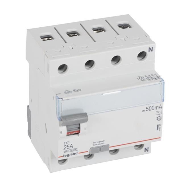 Wyłącznik Różnicowoprądowy P 304 4P 25A 500Ma Typ AC TX3 411737 LEGRAND