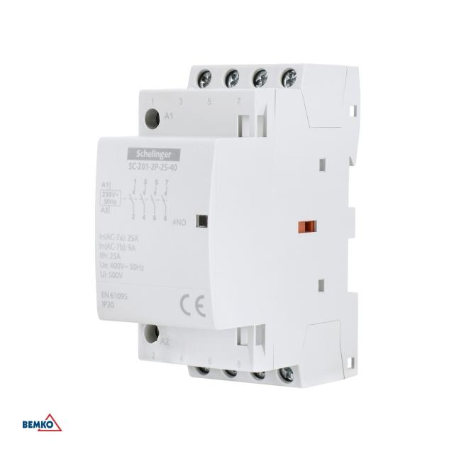 STYCZNIK MODUŁOWY SC201 2P 25A TYP 40 (4NO+0NC) SCHELINGER