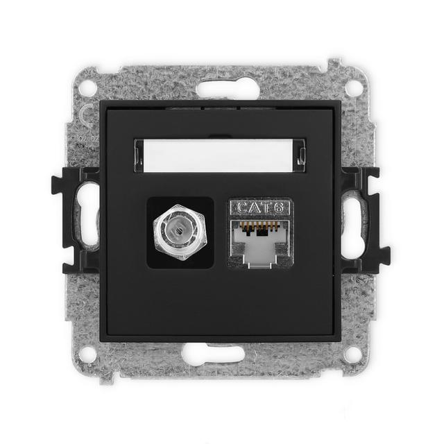 ICON Mechanizm gniazda antenowego poj. typu F (SAT) + gniazda komp. poj. 1xRJ45, kat. 6 ekranowany,