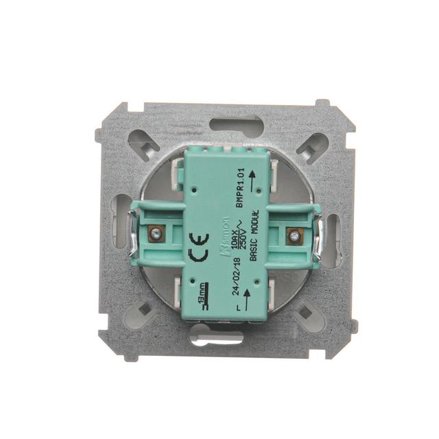 Simon Basic Przycisk pojedynczy rozwierny bez piktogramu 10A z. śrub. srebrny mat