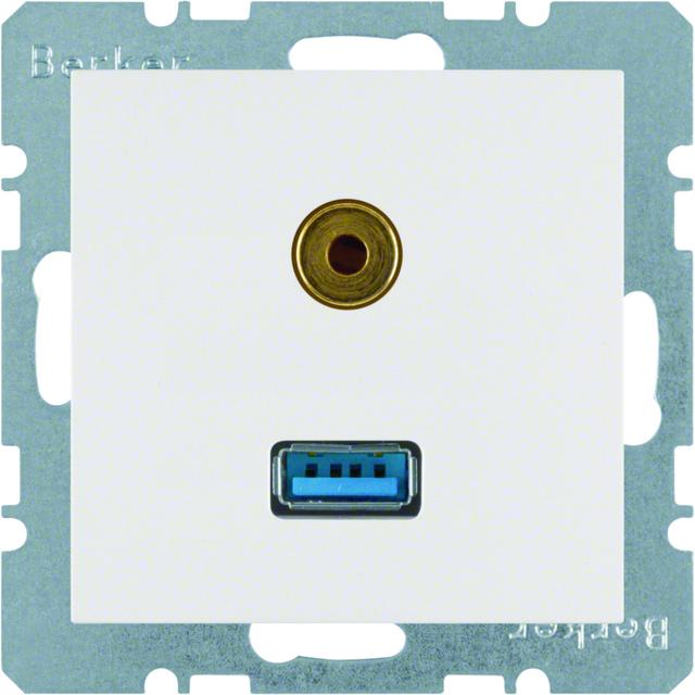 BERKER B.X/S.1 Gniazdo USB / 3,5mm Audio biały 3315398989 HAGER