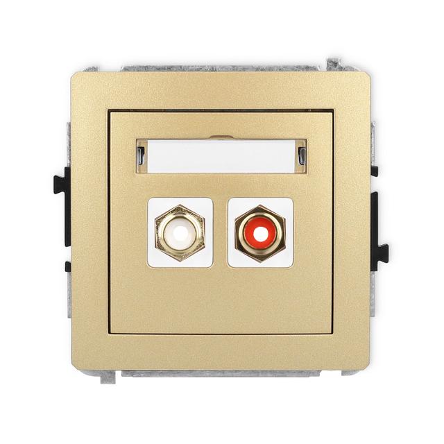 DECO Mechanizm gniazda podwójnego RCA (typu cinch - biały i czerwony, pozłacany) złoty