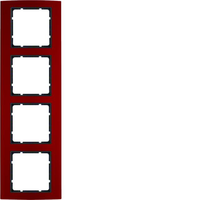 BERKER B.3 Ramka poczwórna aluminium czerwony/antracyt 10143012 HAGER