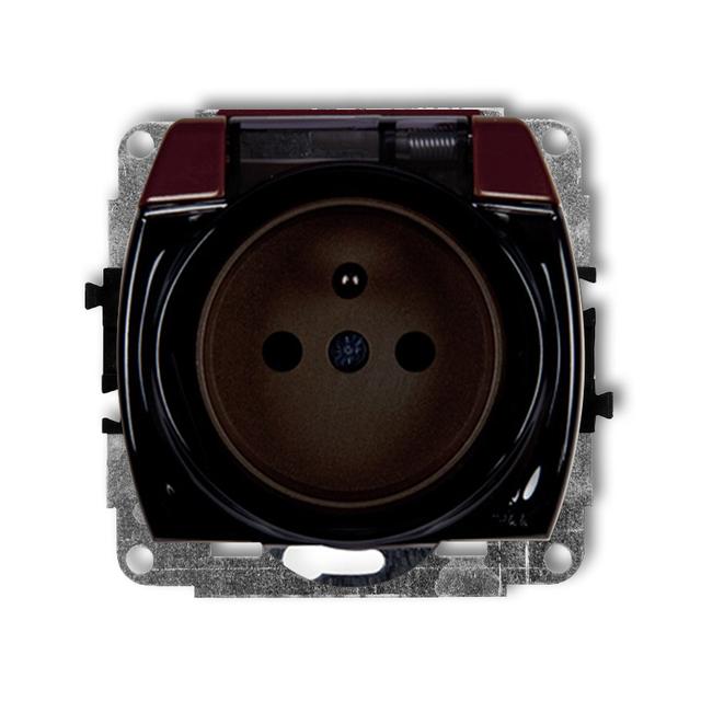 TREND Mechanizm gniazda bryzgoszczelnego z uziemieniem 2P+Z (klapka dymna, przesłony torów prądowych