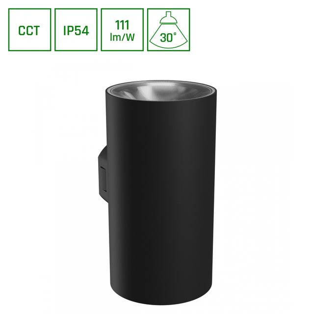 TORRE 18W CCT 230V IP54 99x78x162MM CZARNY OKRĄGŁA ELEWACYJNA