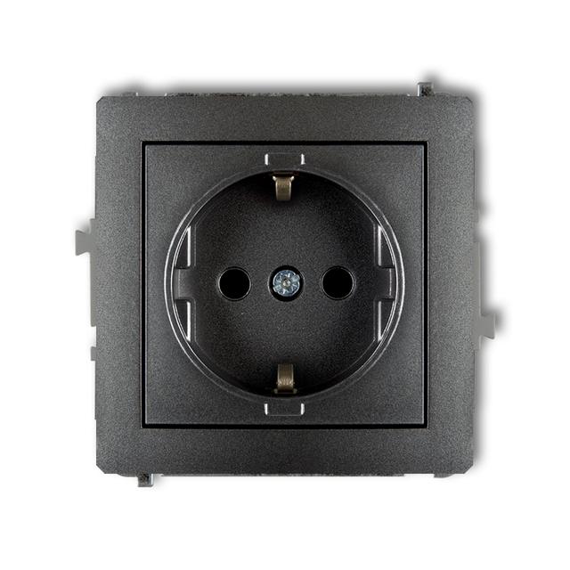 DECO Mechanizm gniazda pojedynczego z uziemieniem SCHUKO 2P+Z (przesłony torów prądowych) grafitowy