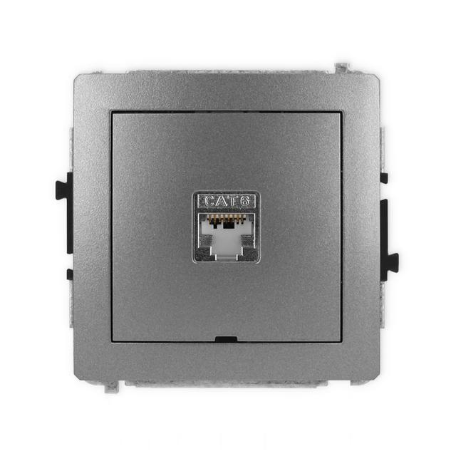 DECO Mechanizm gniazda komputerowego pojedynczego 1xRJ45, kat. 5e, ekranowany, 8-stykowy, bez pola o