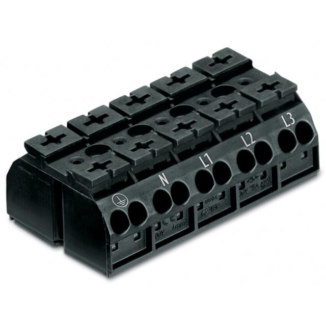 Blok zasilający 5‑biegunowy czarny nadruk PE‑N‑L1‑L2‑L3 862‑1505/999‑950 /200szt./ WAGO