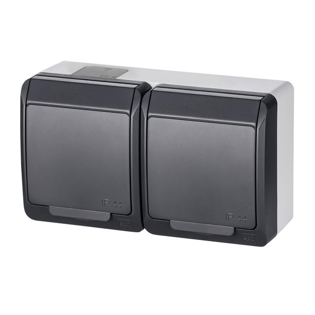 HERMES gniazdo 2x2P+Z IP 44 antracyt