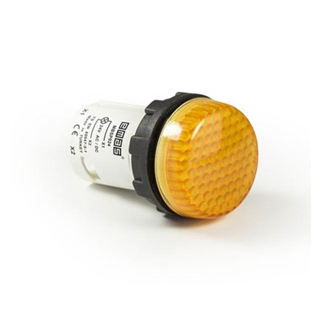 Lampka monoblok LED. wypukły klosz. żółta