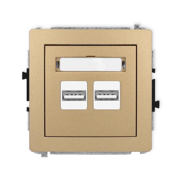 DECO Mechanizm ładowarki USB podwójnej 2xUSB A, 15,5W max., 5V, 3.1A złoty metalik
