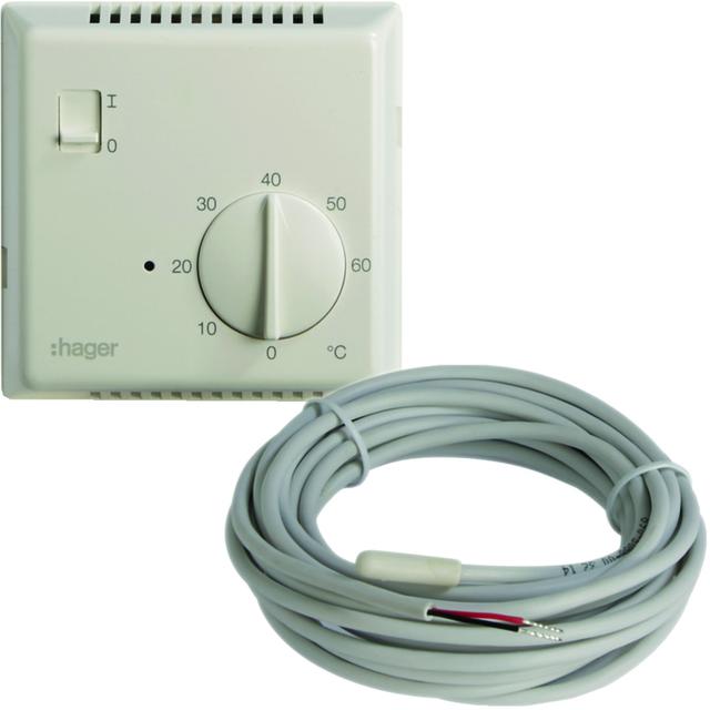 Termostat elektroniczny z wyłącznikiem i zewnętrznym czujnikiem IP65 230V 1Z 8A EK005 HAGER