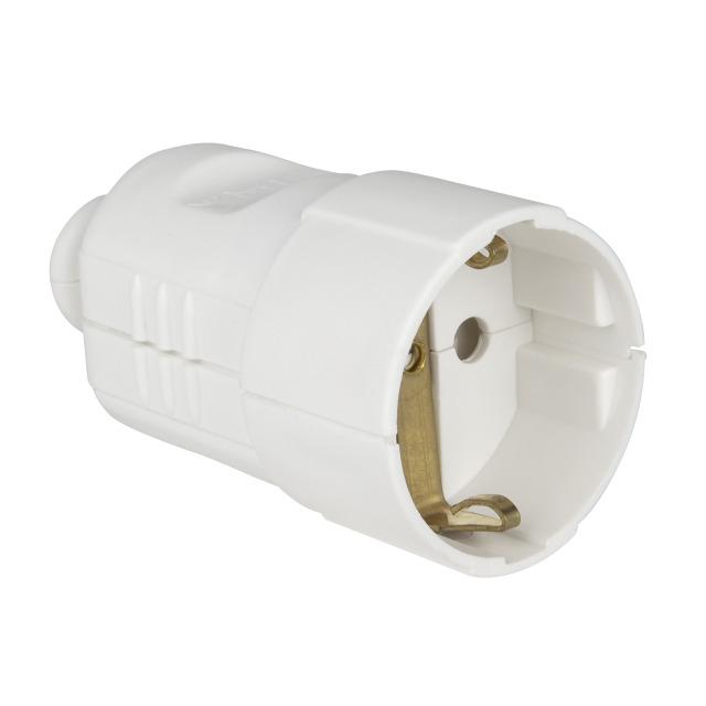 GN.PRZEN.IP20 10/16A 2P+Z 220V,BIALE,TYP SCHUKO 05148 PCE