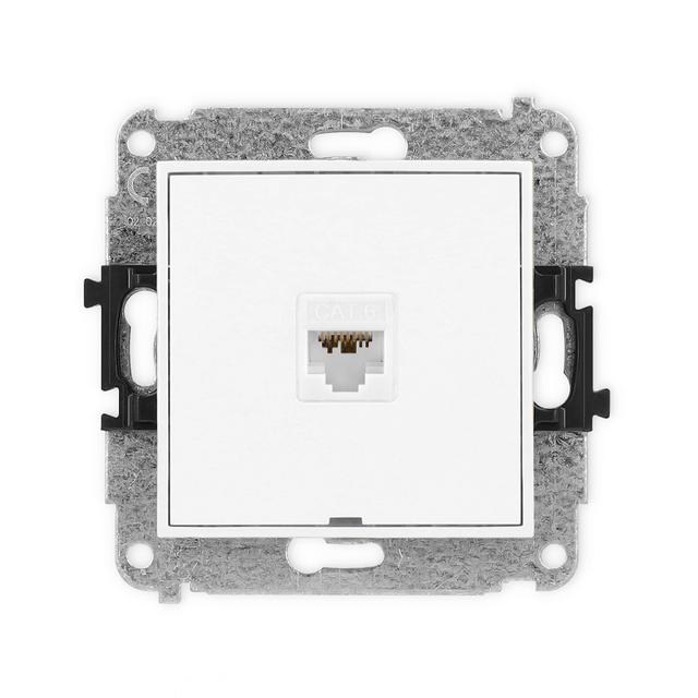 MINI Mechanizm gniazda komputerowego pojedynczego 1xRJ45, kat. 6A, 8-stykowy, bez pola opisowego bia