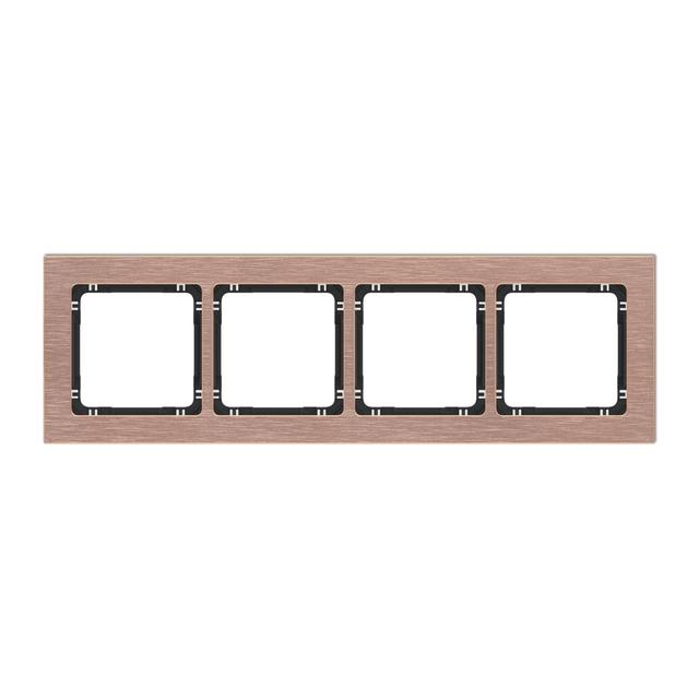 DECO Ramka uniwersalna poczwórna - aluminium szczotkowane (ramka: kolor miedziany; spód: czarny) mie