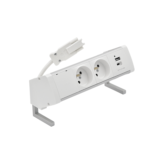 SIMON 480 TS48-410E20B00-30 Biurkowy zestaw gniazd 2 gn. typ E + ładowarka USB typ A+C; złącze w ukł