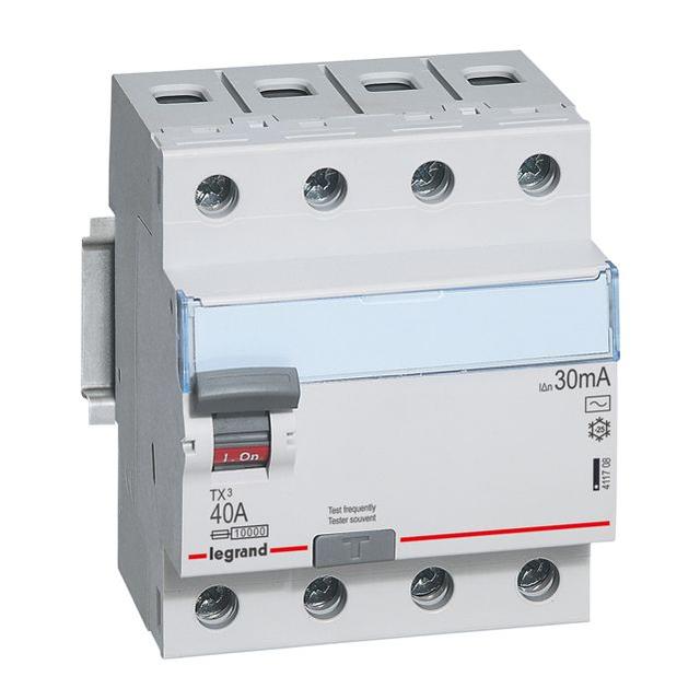 WYŁĄCZNIK RÓŻNICOWOPRĄDOWY P 304 4P 40A 30MA TYP AC SERII TX3, Legrand