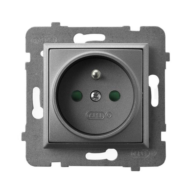 ARIA Gniazdo pojedyncze z uziemieniem z przesłonami torów prądowych - kolor szary mat