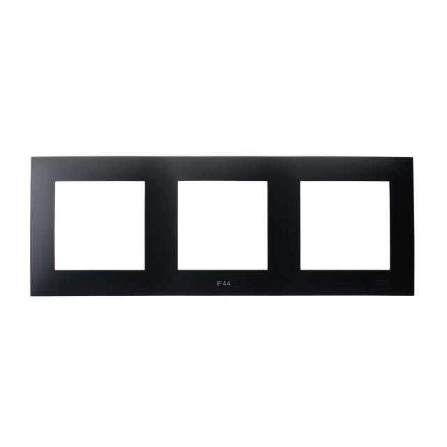 SZAFIR Ramka potrójna do łączników IP-44 - kolor czarny metalik