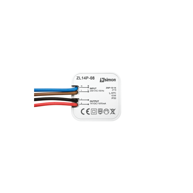 Simon 54 Zasilacz LED dopuszkowy 14V DC 15W ZL14P-15 KONTAKT